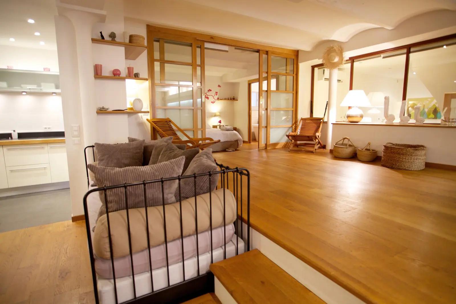 Living room in Gilles' Cannes loft - 1