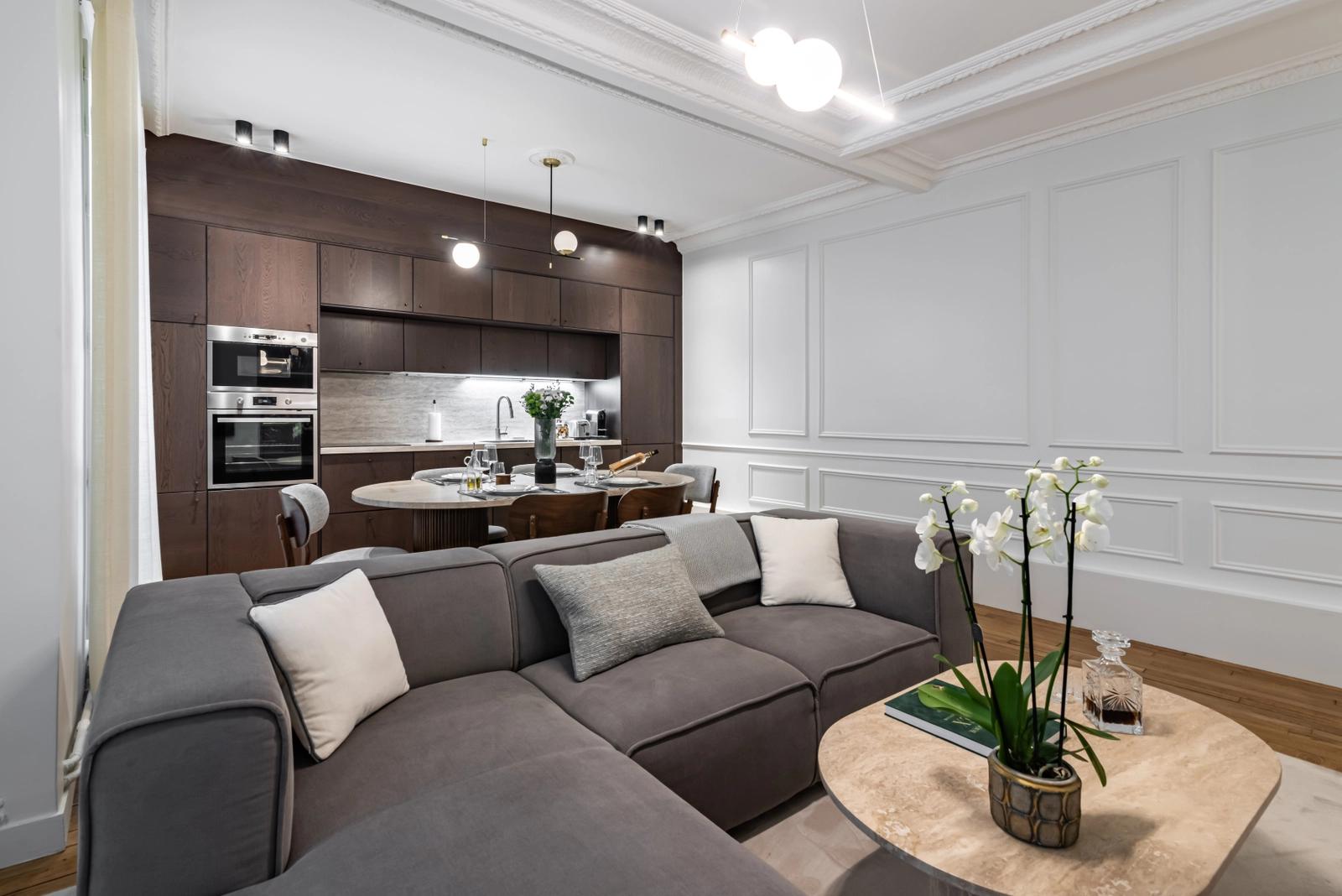 Salon dans Appartement refait par architecte - Trocadéro - 2