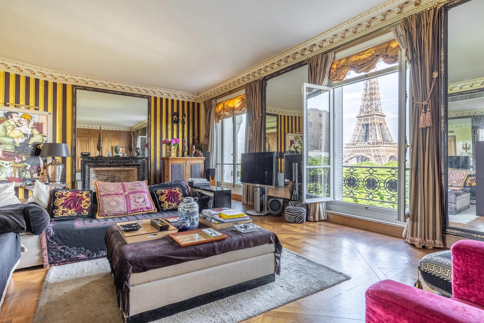 Sala dentro Lujoso apartamento frente a la Torre Eiffel - 0
