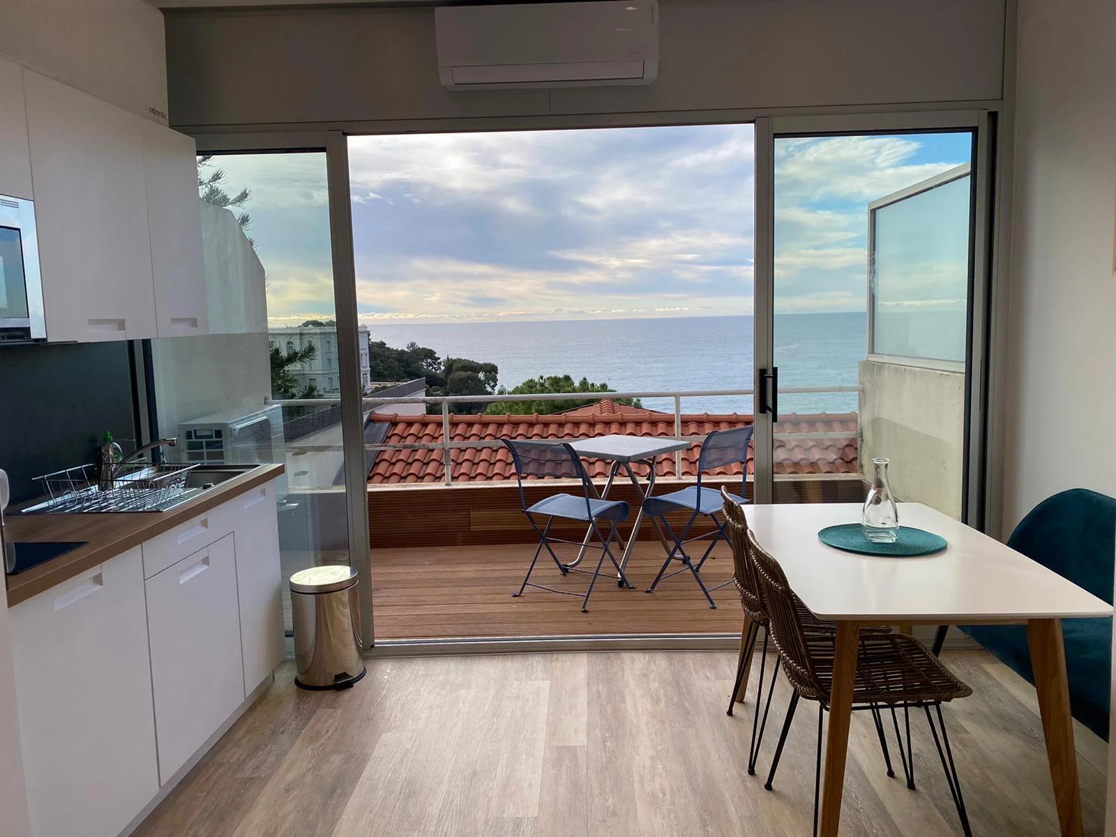 Comedor dentro Magnífico estudio con terraza y vistas al mar - 0